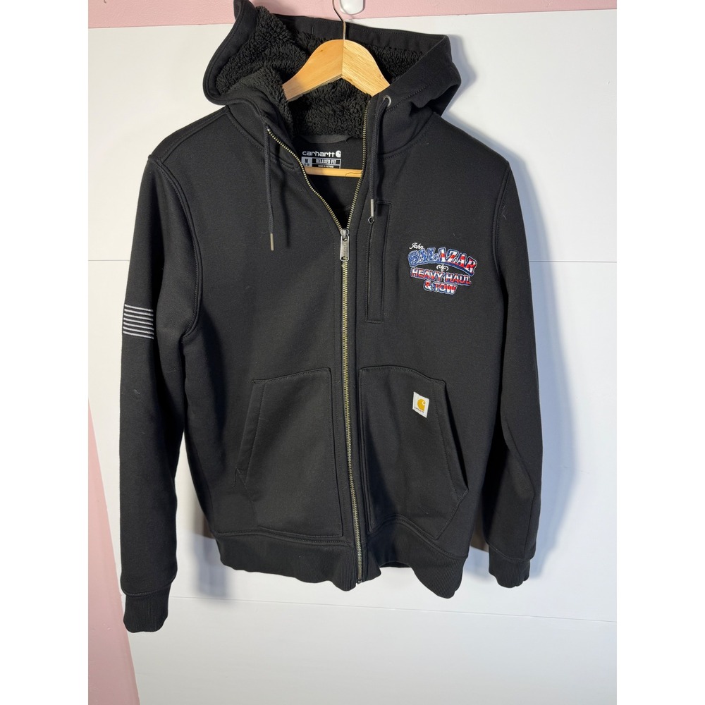 Carhartt Womens Black Sherpa Lined Full Zip Hoodie Relaxed Fit Medium custom